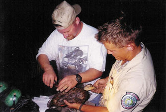 Mike  Hruby and Justin Hurst on a Mottled Duck Banding Trip