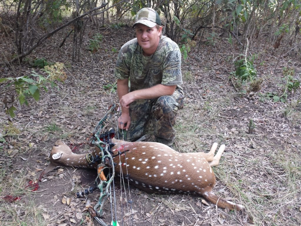 Mike Hughs took an Axis deer with a bow this weekend. Photo by Mike Hughs.